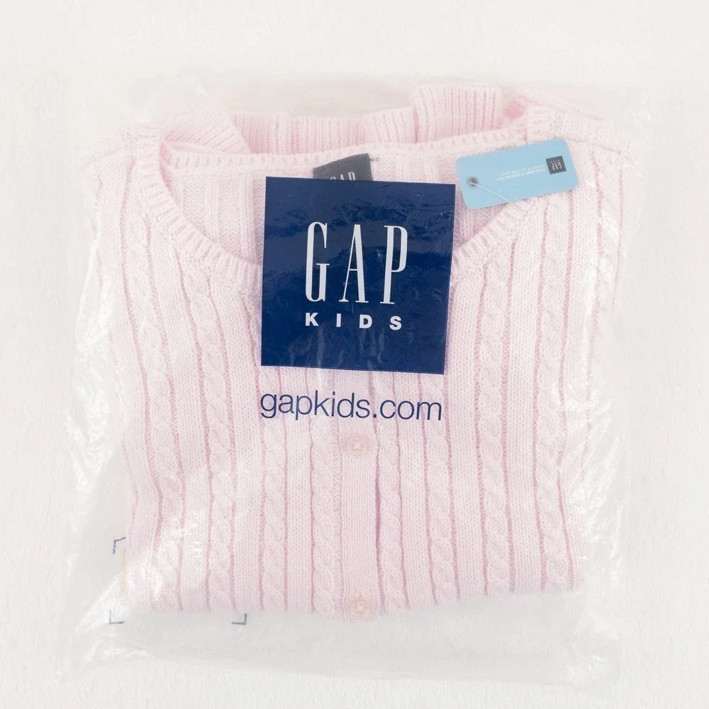NWT GAP Cotton Cardigan Sweater Girl's Small Light Pink